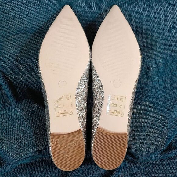 Sole Society Cammila Silver Glitter Flats Size 7 - Picture 6 of 12